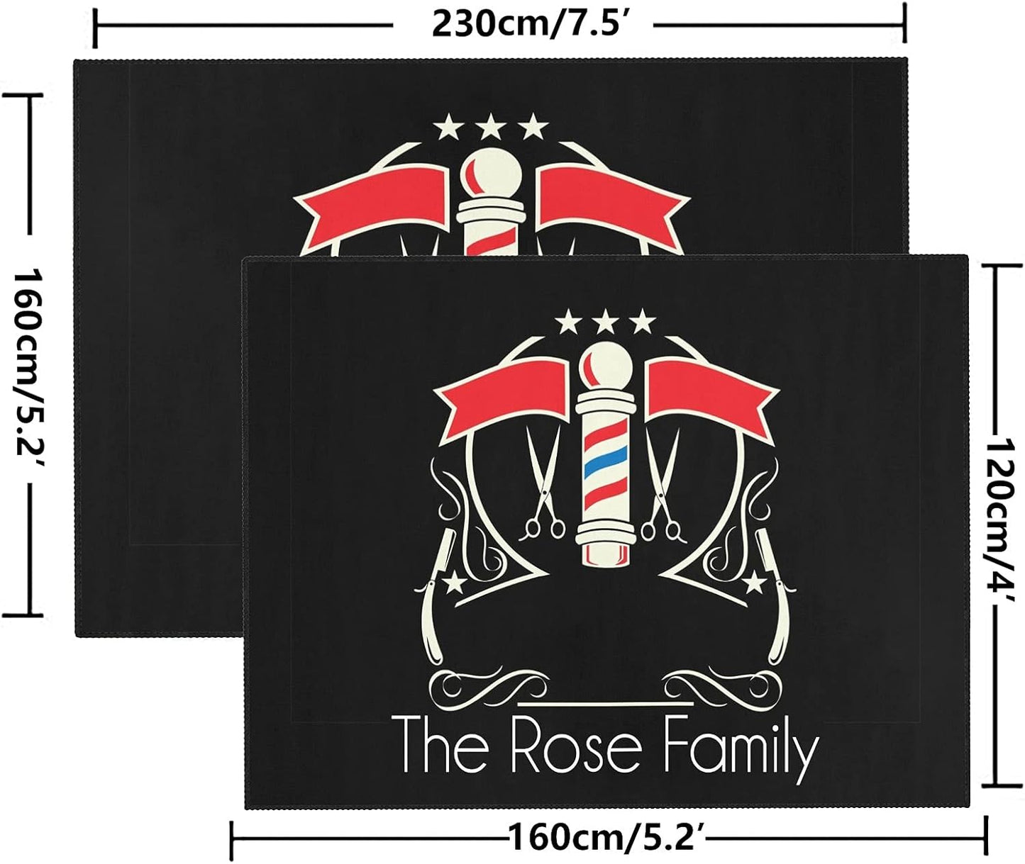 Barber Shop Welcome Salon Area Rug Custom Personalized Carpet for Living Room Yoga Bedroom Playing Room Camping 5.2'x7.5'