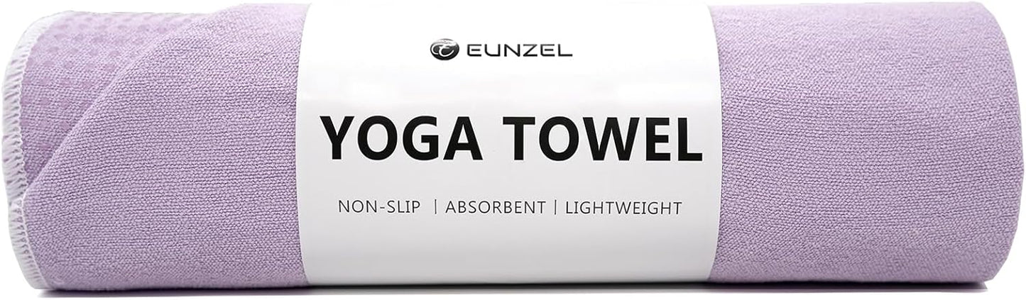 Eunzel Hot Yoga Towel - Microfiber Non Slip Yoga Mat Towel with Grip Dot Sweat Absorbent Towel for Hot Yoga, Pilates and Fitness 72" x 24", Dark Cyan/Orange