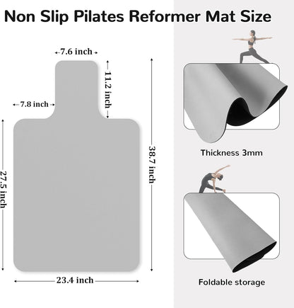 Non Slip Pilates Reformer Mat, Soft Fleece Surface Pilates Towel Mat, Pilates Mat with Multiple Equipment, Lightweight and Foldable, Wicking and Quick Drying for Yoga, Fitness