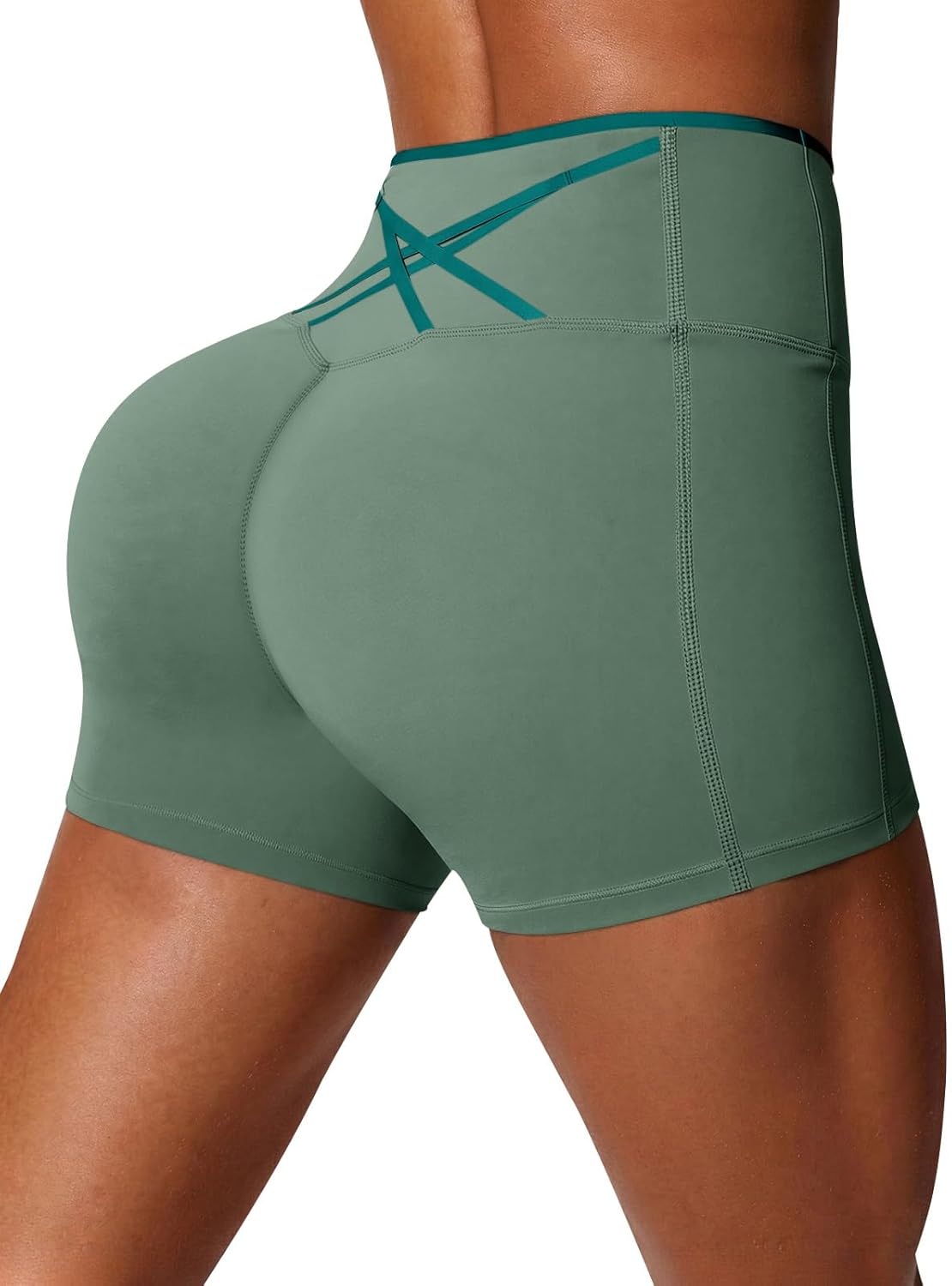 Aoysky Womens Workout Biker Shorts 5" Color Block High Waisted Yoga Athletic Shorts