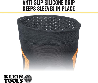 Klein Tools 60623 Knee Pad Compression Sleeve, Knee Support for Construction, Workers and Athletes, Black, M/L
