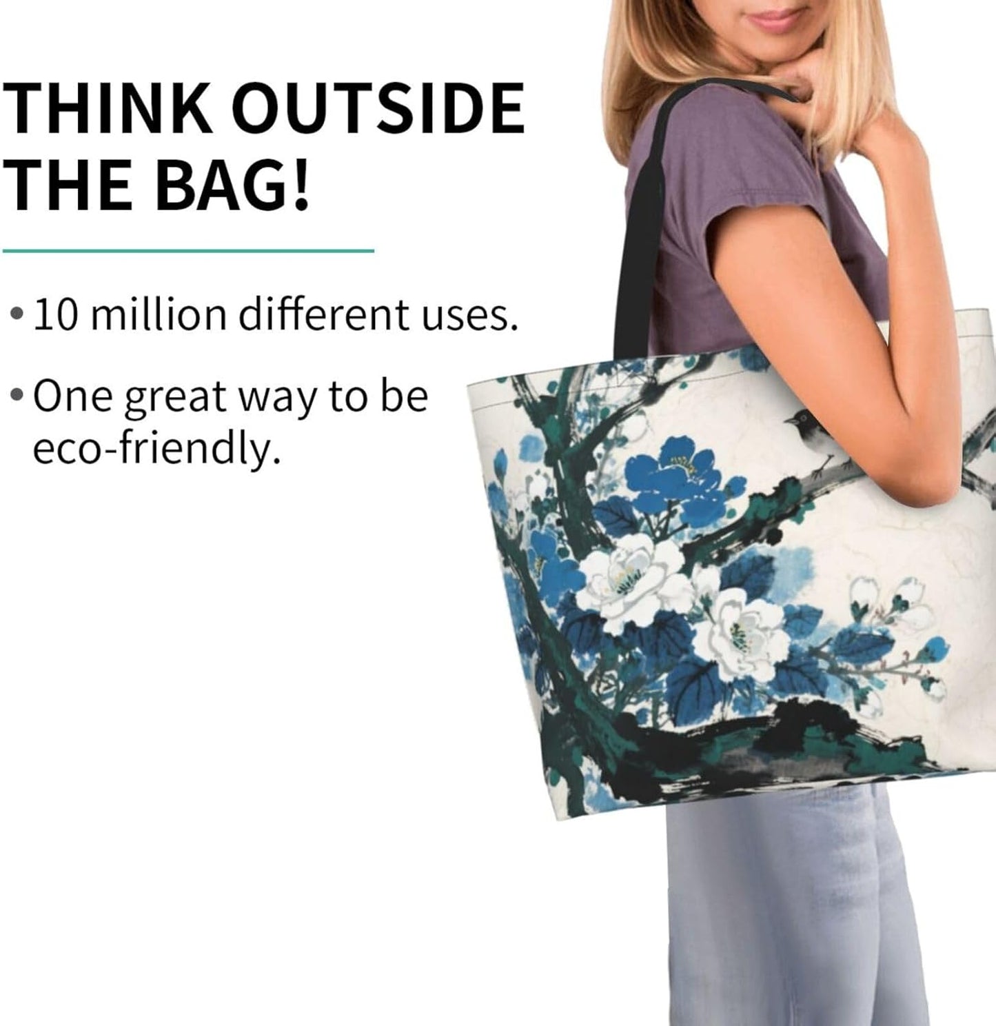Tote Shoulder Bag Large Durable Reusable Eco-friendly Handbag Lightweight Stylish for Daily Use-19.7x15.7x5.9 Inch - Colors A