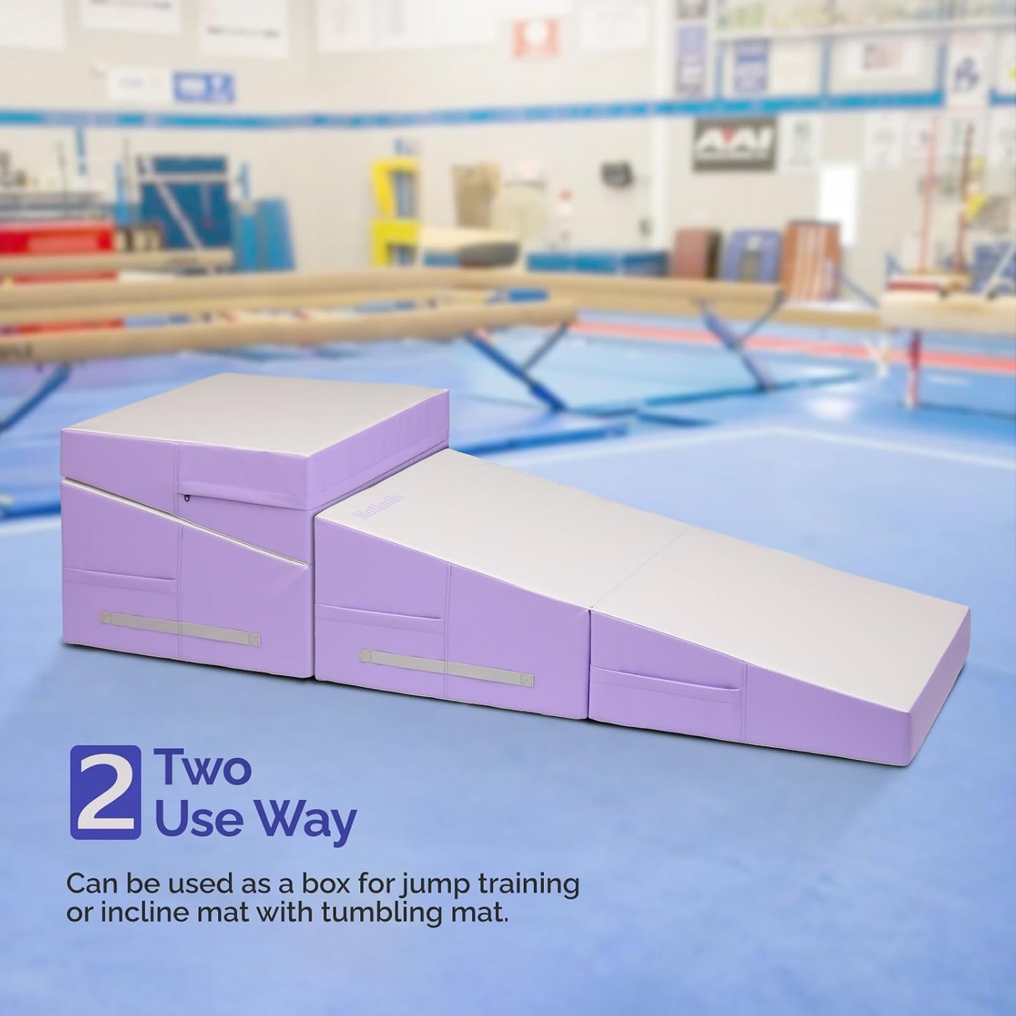 Matladin 48"x24"x14" Tumbling Mat - Folding Gymnastics Cheese Wedge Mat for Kids, Girls Home Training