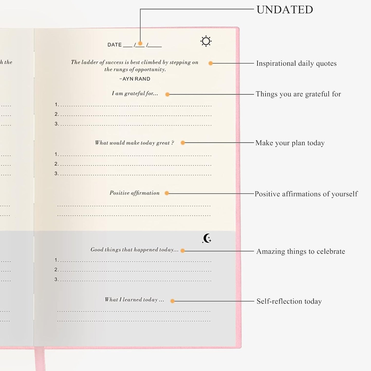 The Gratitude Journal for More Happiness, Optimism, Affirmation & Reflection - An Effective Manifestation Guide Journal, Undated Daily Journals for Women & Men (Beige)