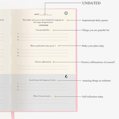 The Gratitude Journal for More Happiness, Optimism, Affirmation & Reflection - An Effective Manifestation Guide Journal, Undated Daily Journals for Women & Men (Beige)