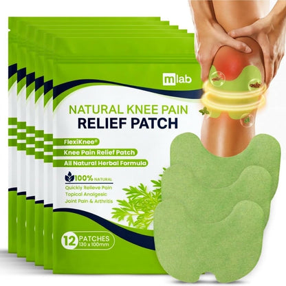 FLexiknee Warming Herbal Pain Patches for Knees w/ 12-Hour Extra Strength & Adhesion - Bone-on-Bone, Joint Ache, Muscle Soreness Support - 12 Heat Patches for Pain Relief for Knees, Back & Neck