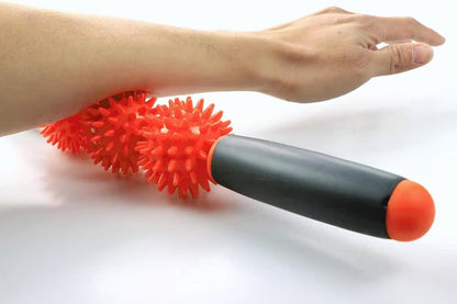 Tiger Tail Pressure Point Muscle Roller Massage Stick, The Spiky Roller, 17" Roller with Three 2.25" Independently Rolling Spiked Balls (Acupressure Roller)