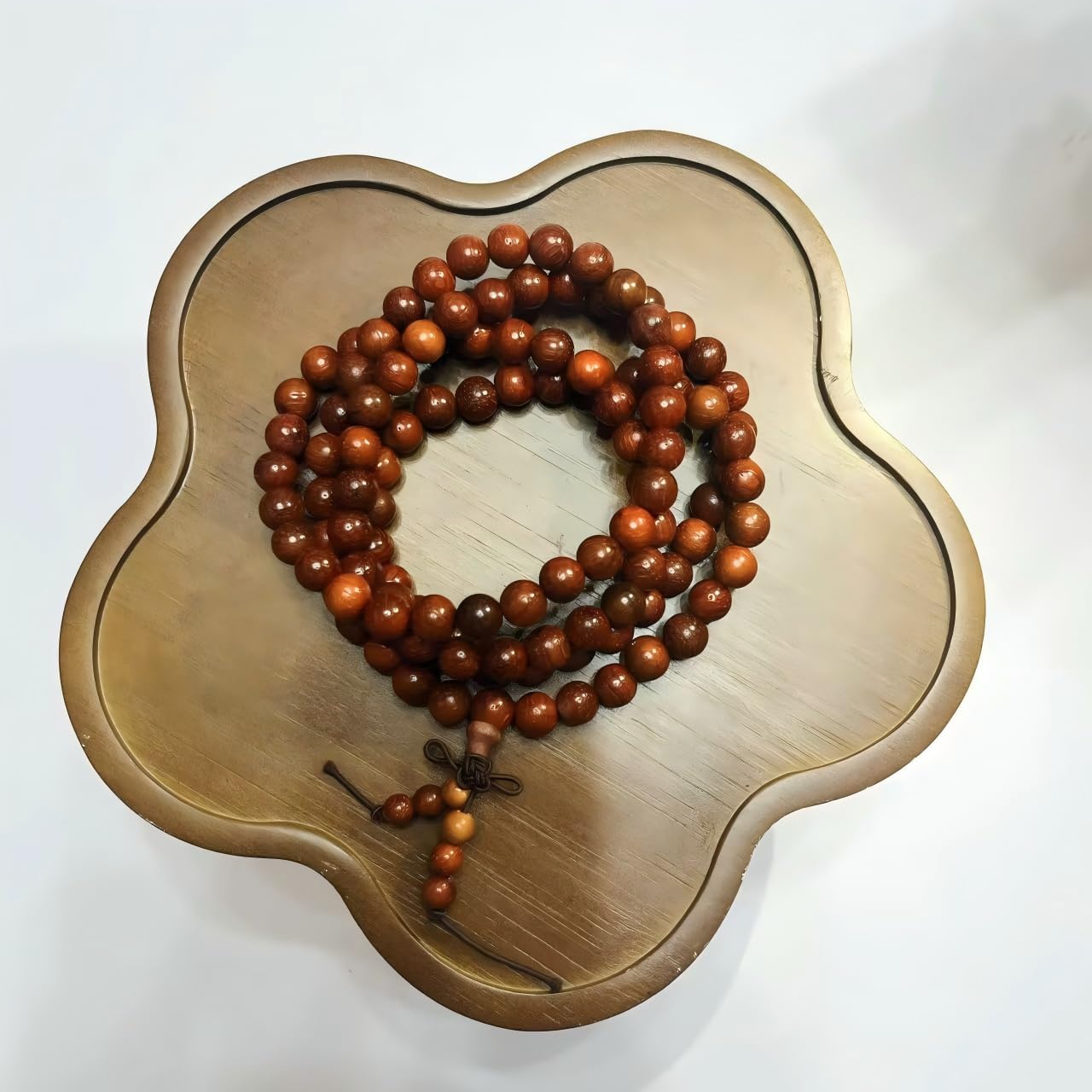 Handmade Mala Beads Bracelet 108 8mm Prayer Meditation Bracelet Sandalwood Elastic, Buddhist Beads, Prayer Mala Necklace for Men and Women Gifts