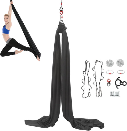 LOYALHEARTDY Aerial Silks Starter Kit, 11 Yards Equipment Set for Aerial Yoga, Durable Aerial Yoga Hammock Aerial Swing for Aerial Acrobatic, Aerial Dance & All Levels (L:10m W:2.6m)
