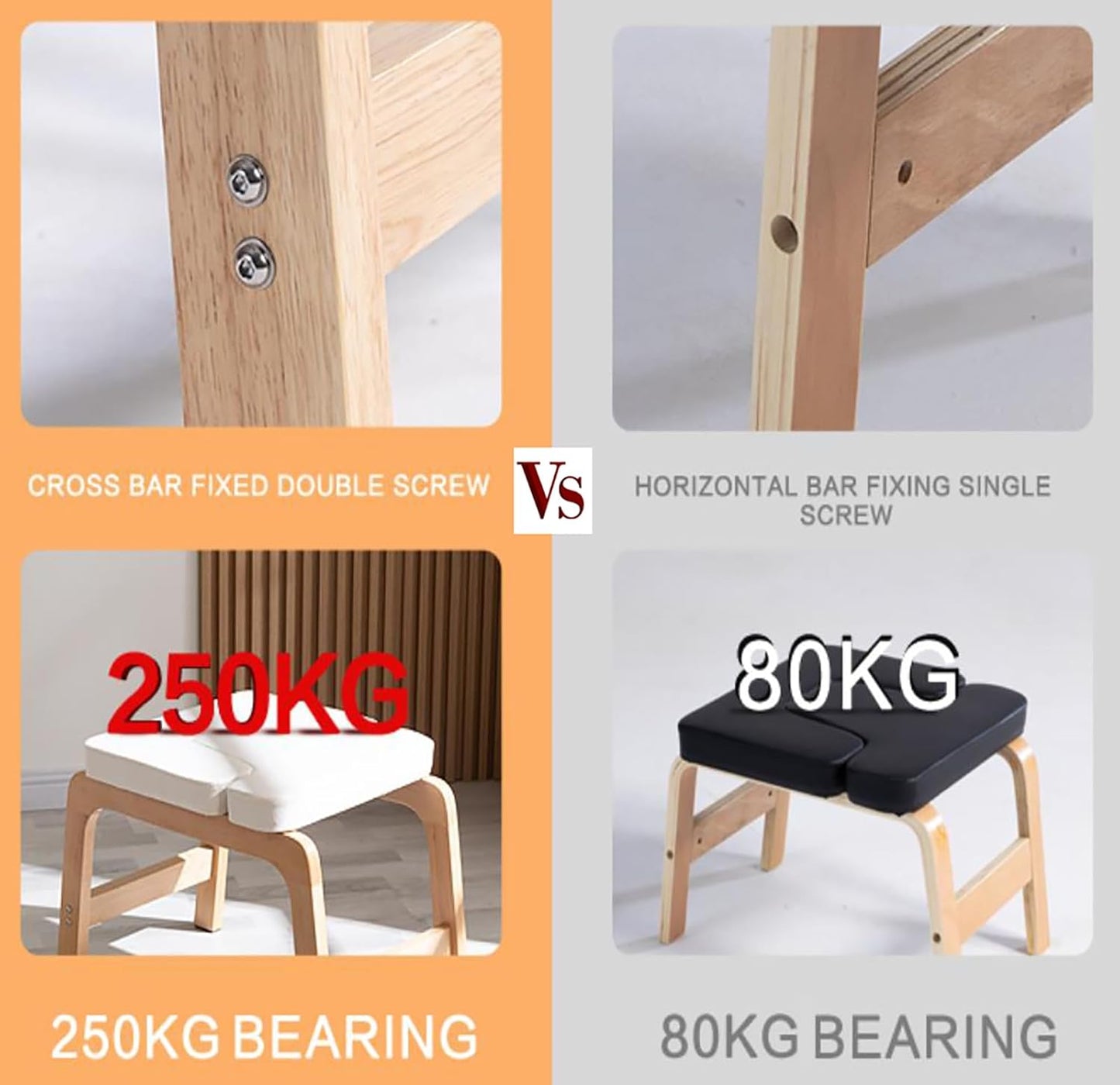 Beech Wood Headstand Yoga Chair Inverted Bench for Inversions and Relaxation,Correct Posture, Build Strength and Flexibility,Fat Burning and Balance Training