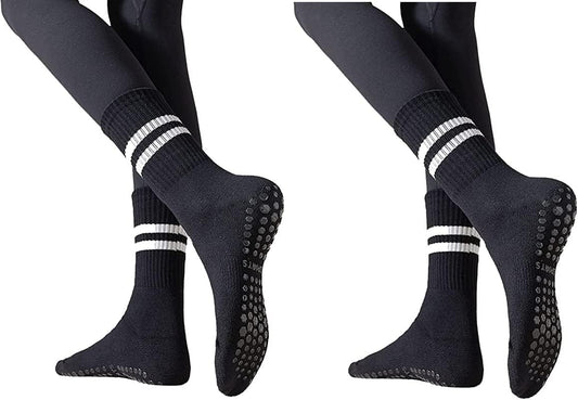 Flydo Pilates Grippy Socks with Grips for Women Yoga Non Slip Long Socks for Pure Barre, Ballet,Dance Workout 2-5 Pack