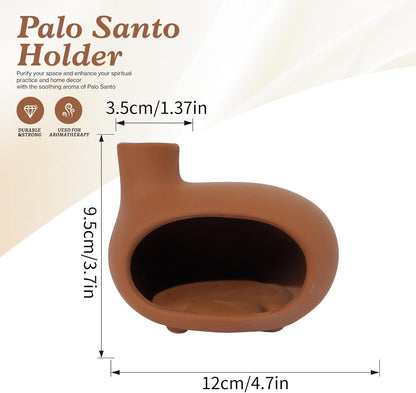 MOUGIGI Terracotta Palo Santo Holder - Modern Chiminea Incense Burner for Yoga, Meditation, and Energy Cleansing - Wood Sticks Dish, Sage Ash Catcher, Smudge Bowl, Cone Burner - Unique Meditation Gift