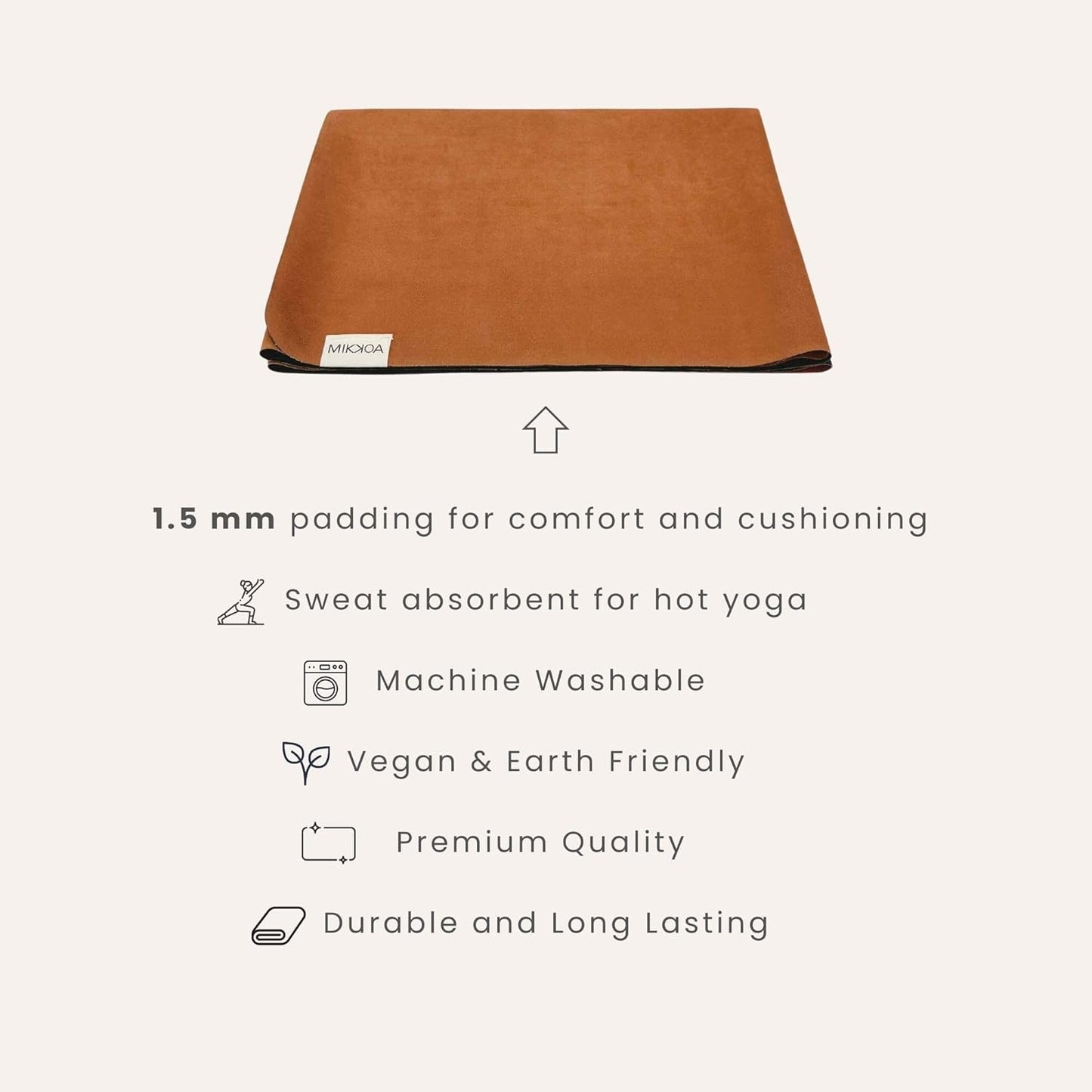 Travel Yoga Mat 1.5mm | Foldable, Lightweight Mat | Use for Travel, Backpacking, Yoga Retreat, Outdoors, Gym, Pilates, Machine Washable, Eco-Friendly
