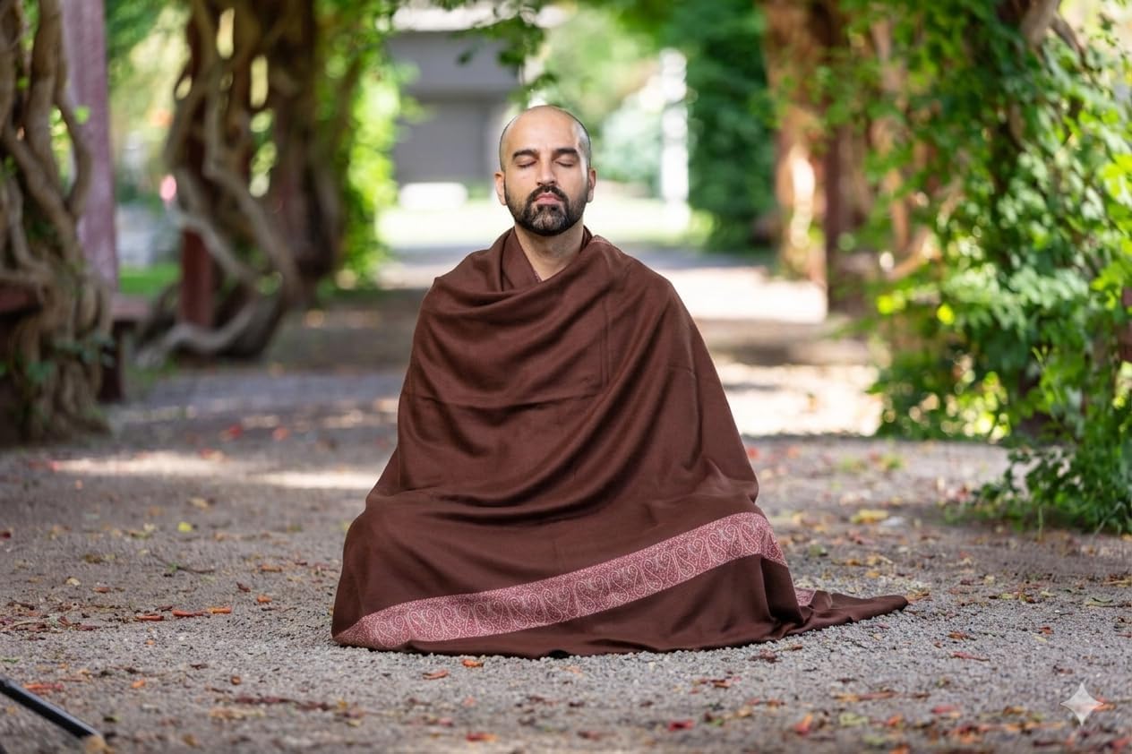 Soft Premium Wool Blend Meditation Shawl - Large Unisex Prayer Wrap, Oversize Scarf & Versatile Blanket