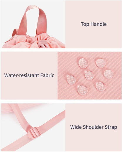 WANDF Drawstring Backpack for Women, Lightweight Gym Bag with Yoga Mat Strap, Water-Resistant String Backpack with Mesh Pocket (Grey, Patent Pending)