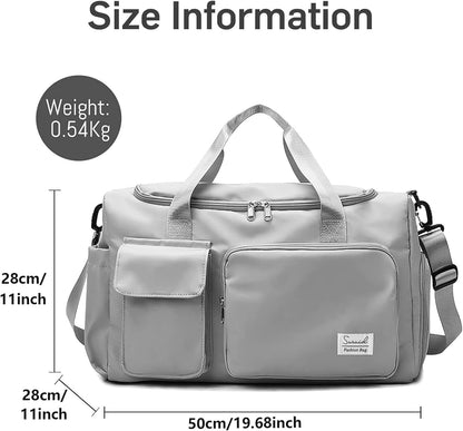 Suruid Travel Yoga Duffel Bag with Shoes Compartment Sports Gym Handbag with Dry Wet Separated Pocket for Training Men and Women, Overnight /Weekender Bag - Pink