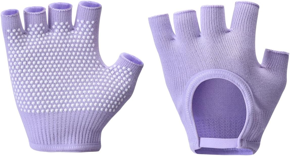 Non-Slip Fingerless Yoga Gloves – Ideal for Pilates, Barre, Air Yoga, and Fitness Workouts – Breathable Fabric with Enhanced Grip for Stability