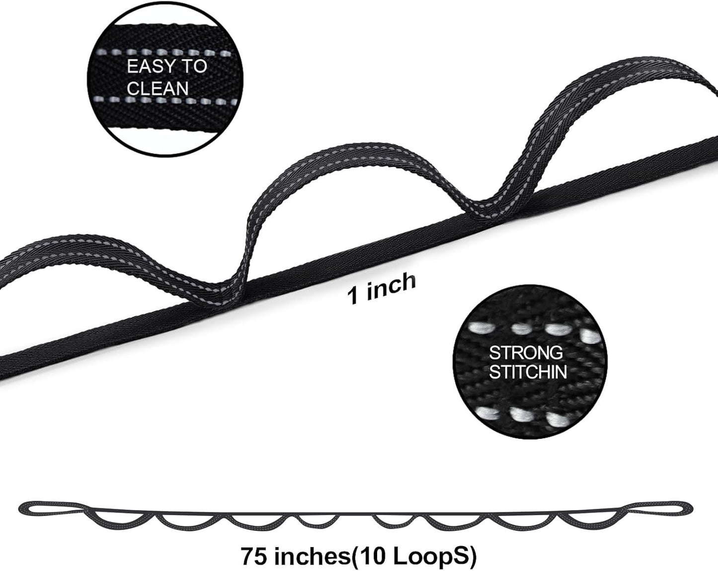 A AZURELIFE Premium Durable Stretch Straps with Loops, Stretching Strap for Physical Therapy, Multi-Loop Yoga Strap Fitness Exercise Strap for Yoga, Pilates, Dance, Flexibility&Exercise