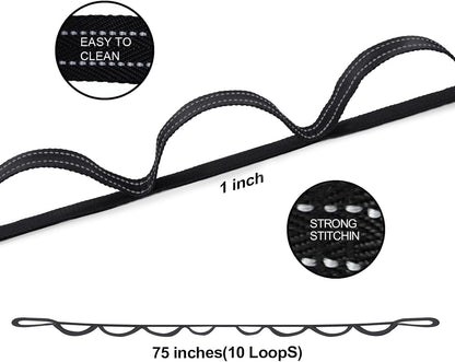 A AZURELIFE Premium Durable Stretch Straps with Loops, Stretching Strap for Physical Therapy, Multi-Loop Yoga Strap Fitness Exercise Strap for Yoga, Pilates, Dance, Flexibility&Exercise