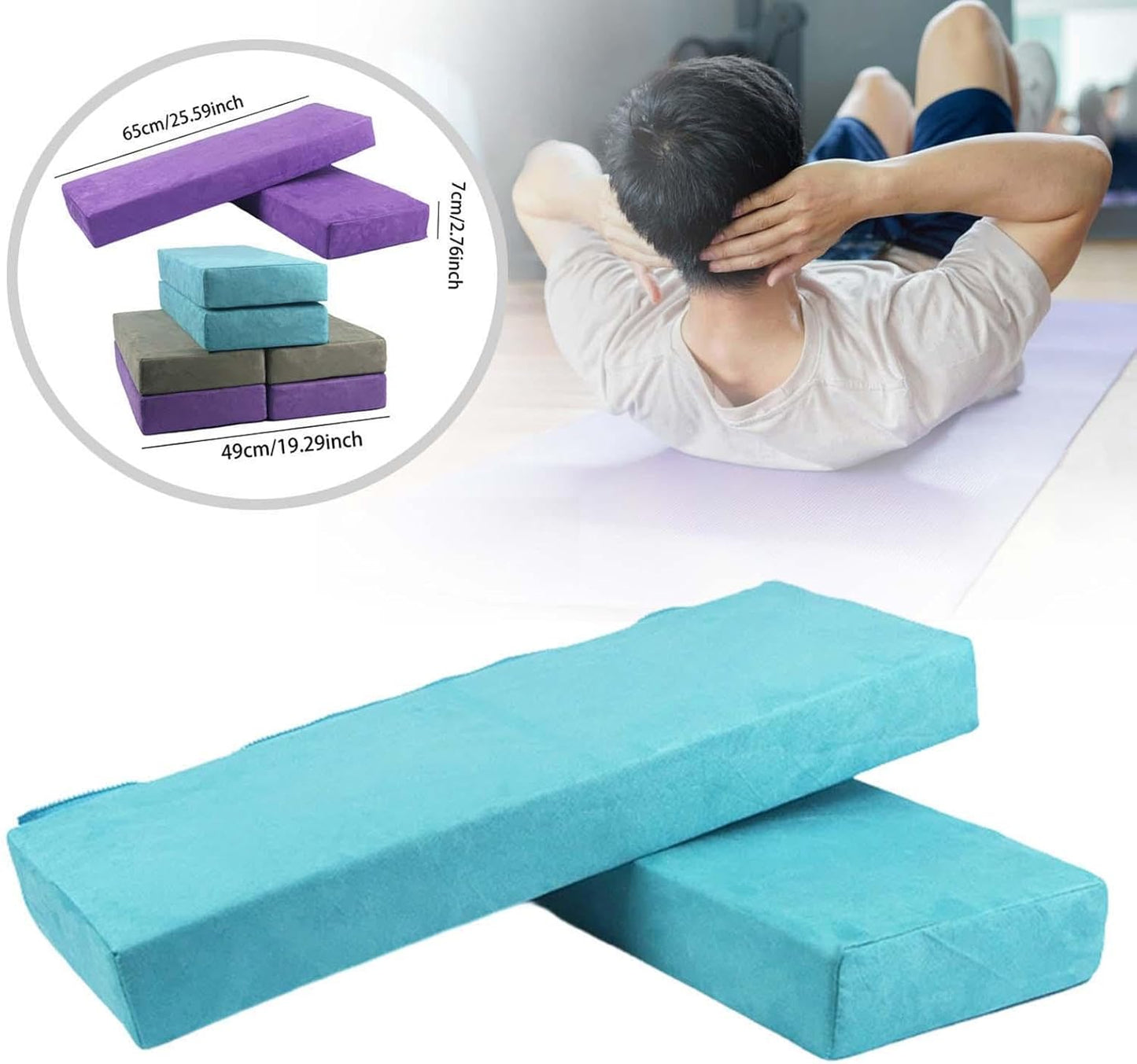 Yoga Bolster Yoga Shoulder Stand Pad for Poses Ergonomic Multipurpose Lightweight Cushion Rectangular Pillow, Blue
