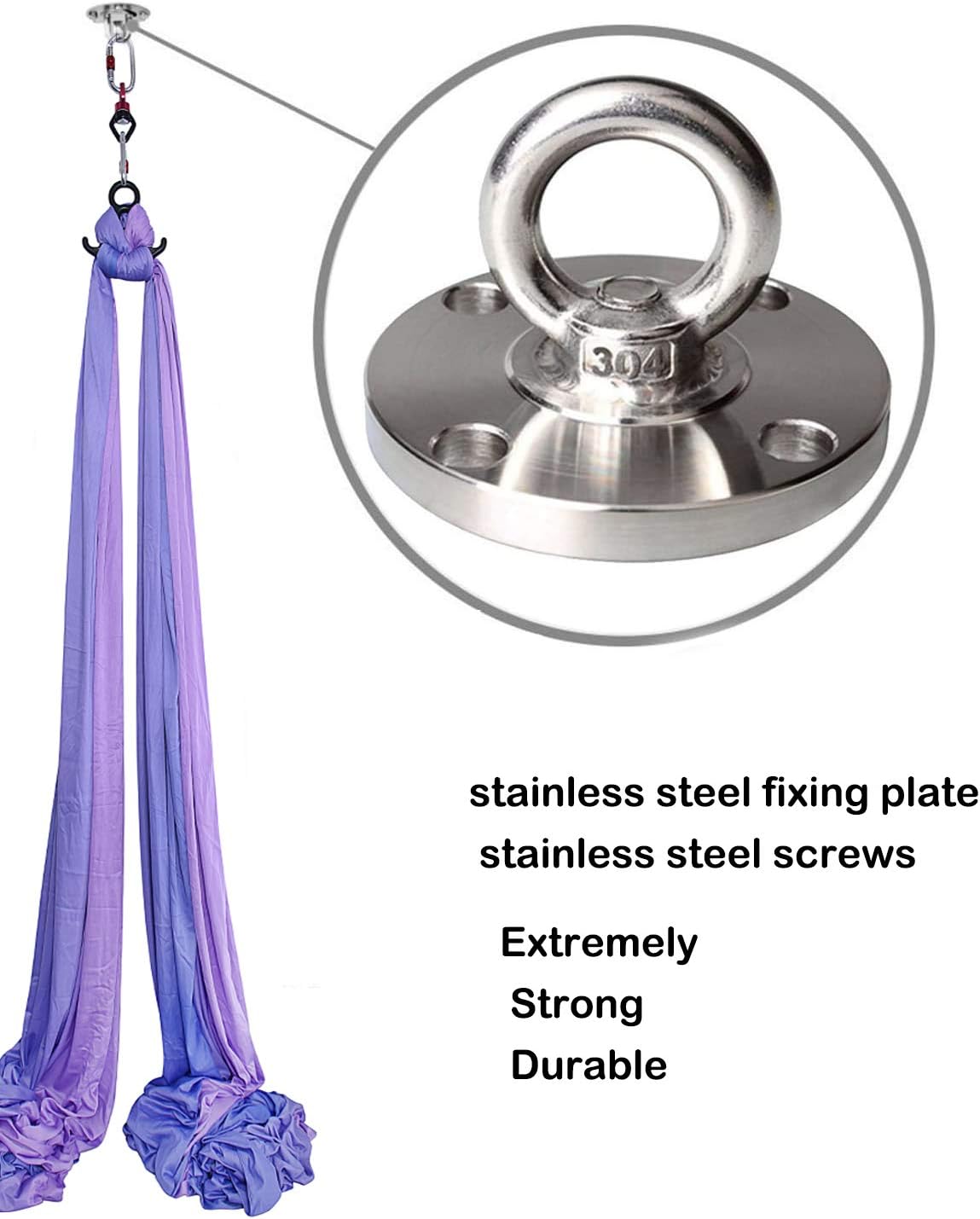 F.Life Ceiling Mount Hooks - Hold Up to 1100 lbs,Yoga Starter Set - Suitable for Gym Rings, Suspensions, Indoor/Outdoor Use -304 Stainless Steel Suspension Hook Gym, Aerial Silks Yoga Swing Hammock