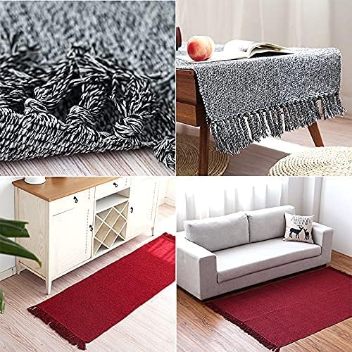 Cotton Bathroom Rug Reversible Laundry Room Rag Rug. Hand Woven Yoga mat Entryway Runner Kitchen Bathroom Bedroom Dorm (23"x80", Silver)