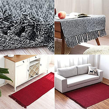 Cotton Bathroom Rug Reversible Laundry Room Rag Rug. Hand Woven Yoga mat Entryway Runner Kitchen Bathroom Bedroom Dorm (23"x80", Silver)