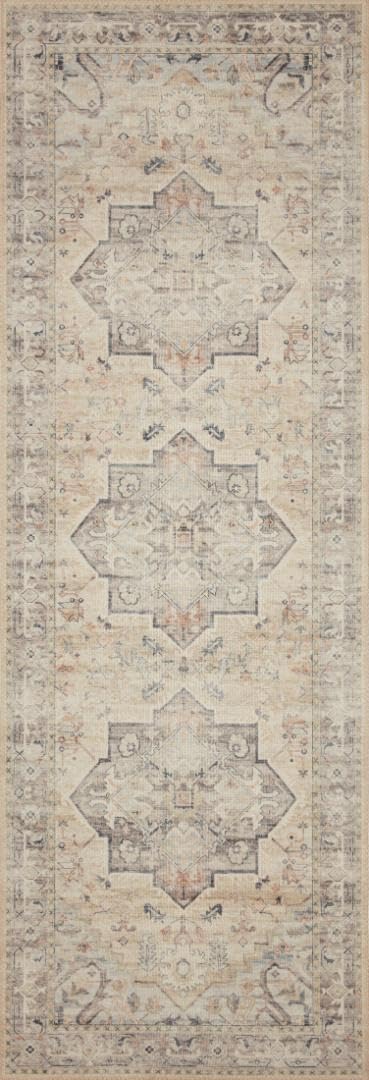 Loloi Hathaway Collection HTH-06 Blush/Multi 2'-6" x 7'-6", .25" Thick, Runner Rug, Soft, Durable, Printed, Modern, Low Pile, Non-Shedding, Easy Clean, Living Room Rug