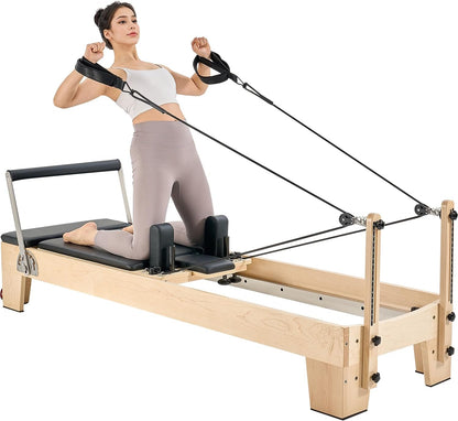 VEVOR Pilates Reformer, Reformer Pilates Machine with Cadillac Trapeze Table or Tower & Mat, Pilates Equipment for Home Workout and Studio, Includes Jump Board，Sitting Box