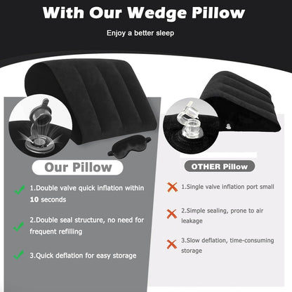 TheClover Portable Inflatable Wedge Pillow Cushion - 2 Pack Body Positioners Foldable Wedge Pillow for Sleeping,Back,Travel,Bed,Leg Elevation with Fast Inflation Deflation(Grey)