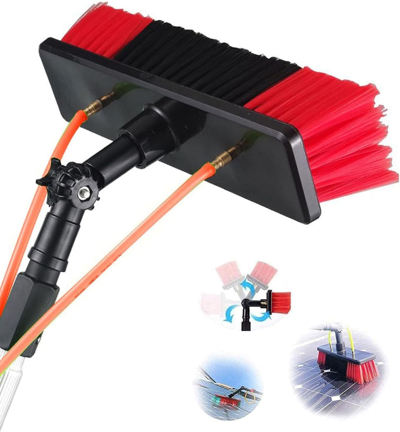 Professional Window Cleaning Kit with 30cm 180° Rotating Brush Extendable Pole Ideal for High Windows Indoor/Outdoor Glass Cleaning Tools StreakFree Shine