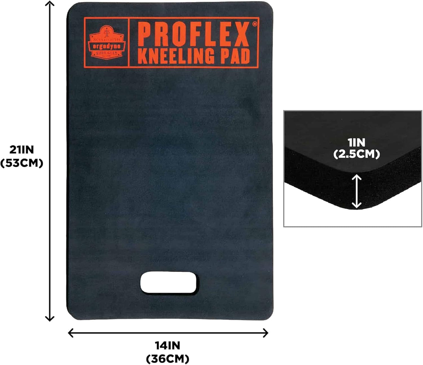 Ergodyne ProFlex 375 Kneeling Pad, Foam Knee Cushion, Water Resistant Kneeling Mat, 8" x 18" x 1,Orange, Compact