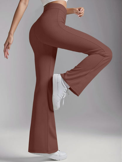 Leggings Women Clothing - Flare Yoga Pants Ribbed High Waist Stretchy Butt Lifting for Gym Casual