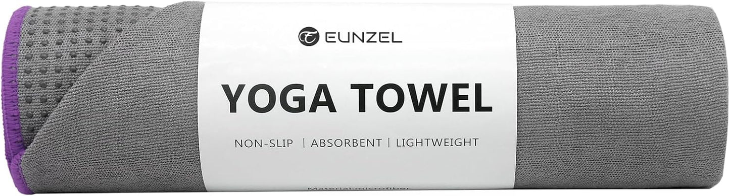 Eunzel Hot Yoga Towel - Microfiber Non Slip Yoga Mat Towel with Grip Dot Sweat Absorbent Towel for Hot Yoga, Pilates and Fitness 72" x 24", Dark Cyan/Orange