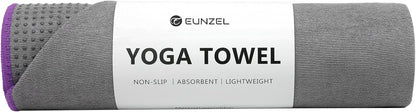 Eunzel Hot Yoga Towel - Microfiber Non Slip Yoga Mat Towel with Grip Dot Sweat Absorbent Towel for Hot Yoga, Pilates and Fitness 72" x 24", Dark Cyan/Orange