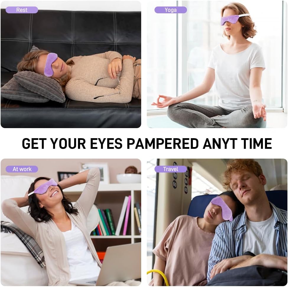 Eye Pillow for Yoga, Relaxation, Sleeping, Microwavable Weighted Eye Mask Heated for Meditation, Dry Eyes, Moist Heat Hot & Cold Eye Compress with Flaxseeds Therapy (Pink)
