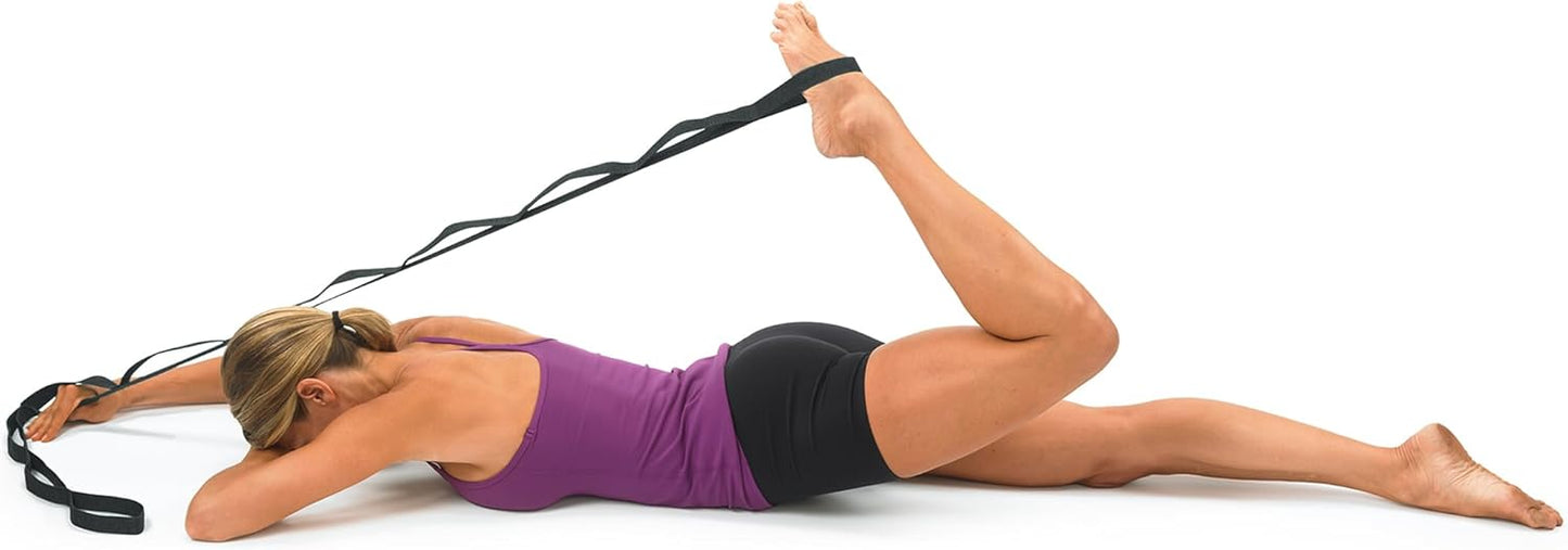 OPTP The Original Stretch Out Strap XL with Exercise Book, USA Made Stretch Out Straps for Physical Therapy, Yoga Stretching Strap or Knee Therapy Strap - Ten Loops, 7'5" Strap