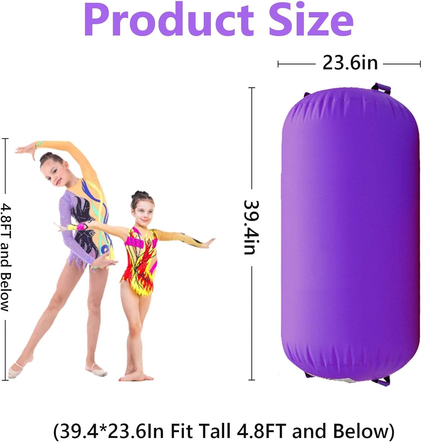 CZGBRO Gymnastics Barrel Air Roller with Pump, Inflatable Tumbling Equipment Air Mat Octagon Mat for Backhandspring Training Cheerleading Home Use