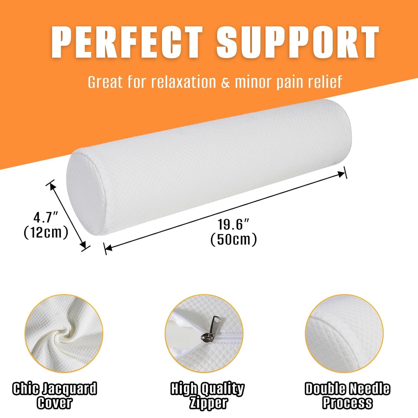 2 Pack Round Massage Table Bolster Pillow Pad, Bolster Pillow, Round Pillows, Suitable for Earthlite Massage Table (Grey, 7.8''x19.6'')