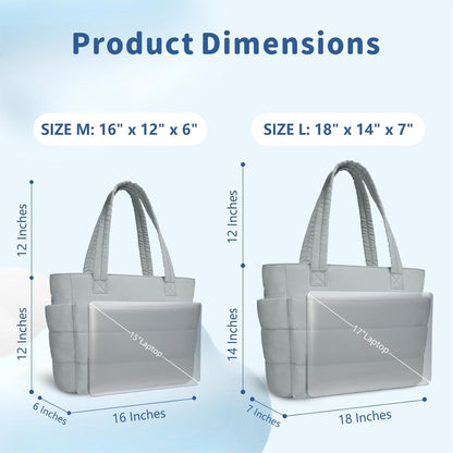 TOPDesign Puffer Tote Bag for Women, Lightweight Puffy Handbag with Compartments, Quilted Shoulder Bag for Work, Travel, Gym - Colors B