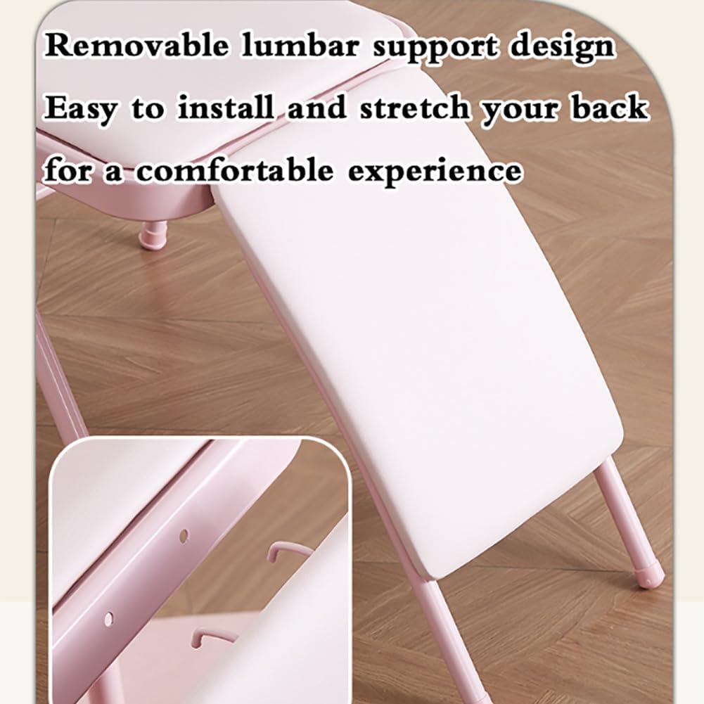 Yoga Auxiliary Chair,Yoga Auxiliary Chair with Detachable Lumbar Back Support Metal Folding Chair Balance Handstand Training Tool,Black