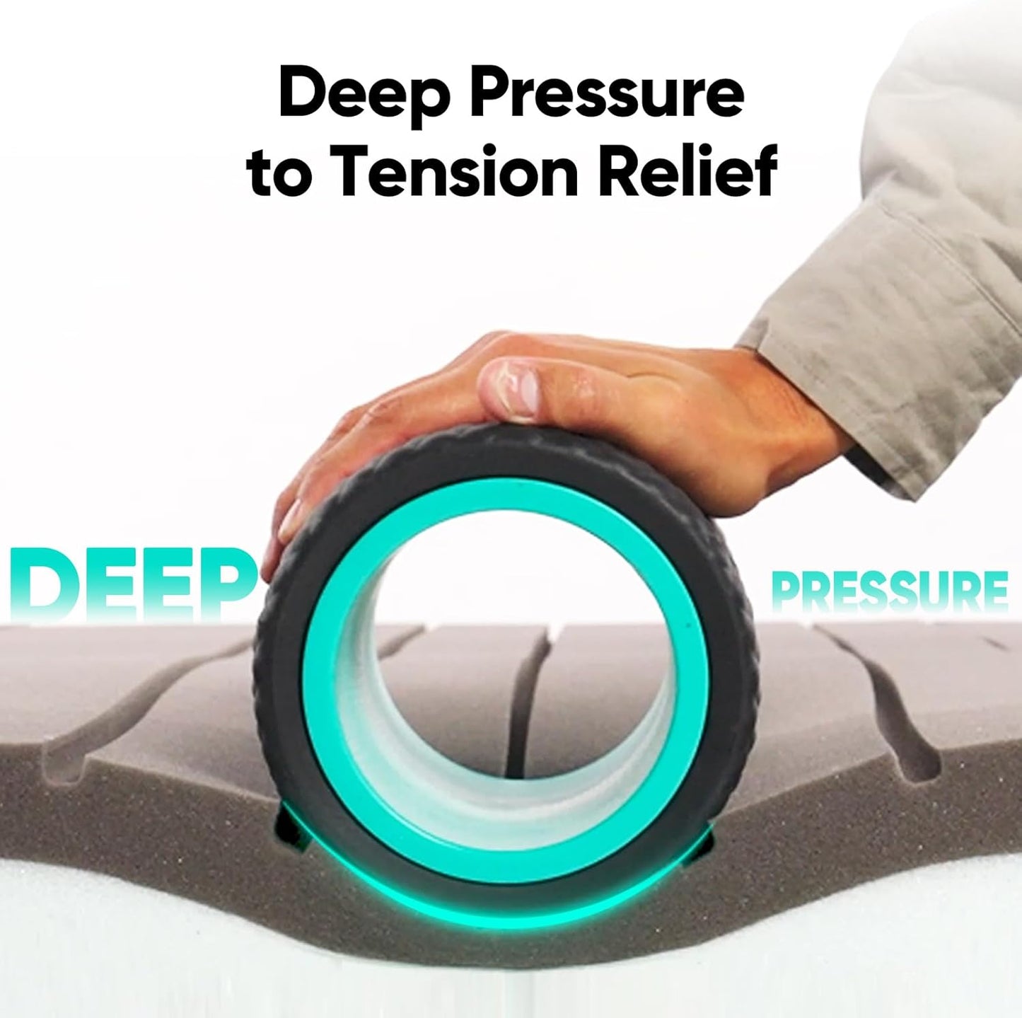 FitBeast Back Roller - Deep Tissue Massage Wheel, Yoga Wheel & Back Stretcher for Pain Relief (9'', Blue)