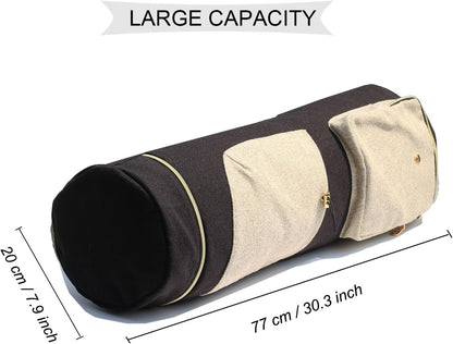 ESVAN Yoga Mat Bag with Multi Pockets Drawstring Yoga Mat Carrier Pilates Exercise Multi-Functional Storage Bag