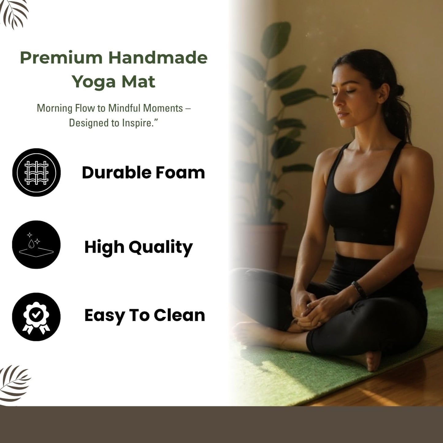 Indian Handmade100 % Organic Anti Skid Multi Colour Cotton Yoga Mat - Eco-Friendly Hand-Woven Rug - Non-Slip & Thick (24”x72”x5mm) for Hot yoga & Everyday Fitness at Home - Comfortable & Foldable Extra-Long Mat