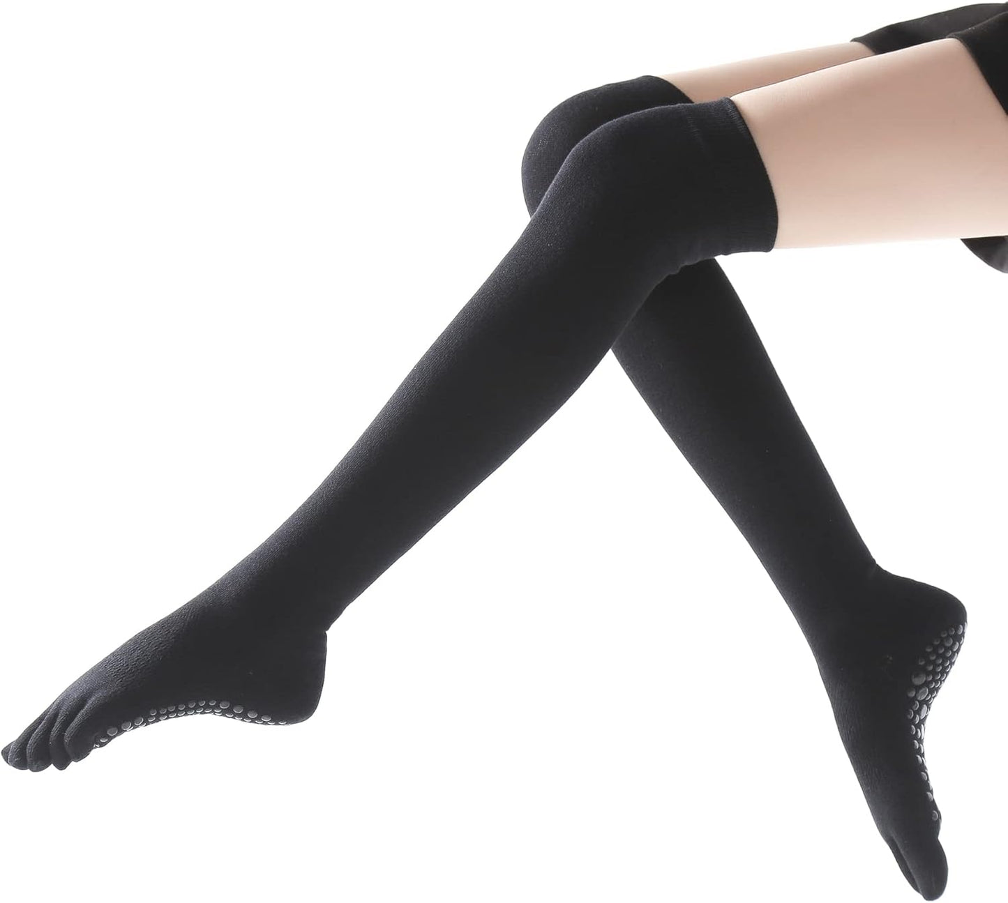 Verdancy Yoga Pilates Toe Socks - Toeless With Grips for Women, Non-Slip Cushioned Over Knee Thigh High