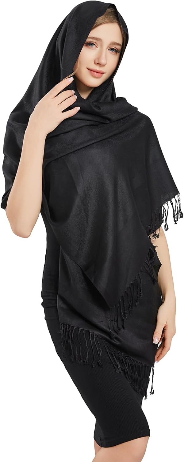 vimate Silky Paisley Pashmina Shawl Scarf-Women's Soft Double-side Jacquard Pashminas Wrap for Evening Dress Travel Shawl