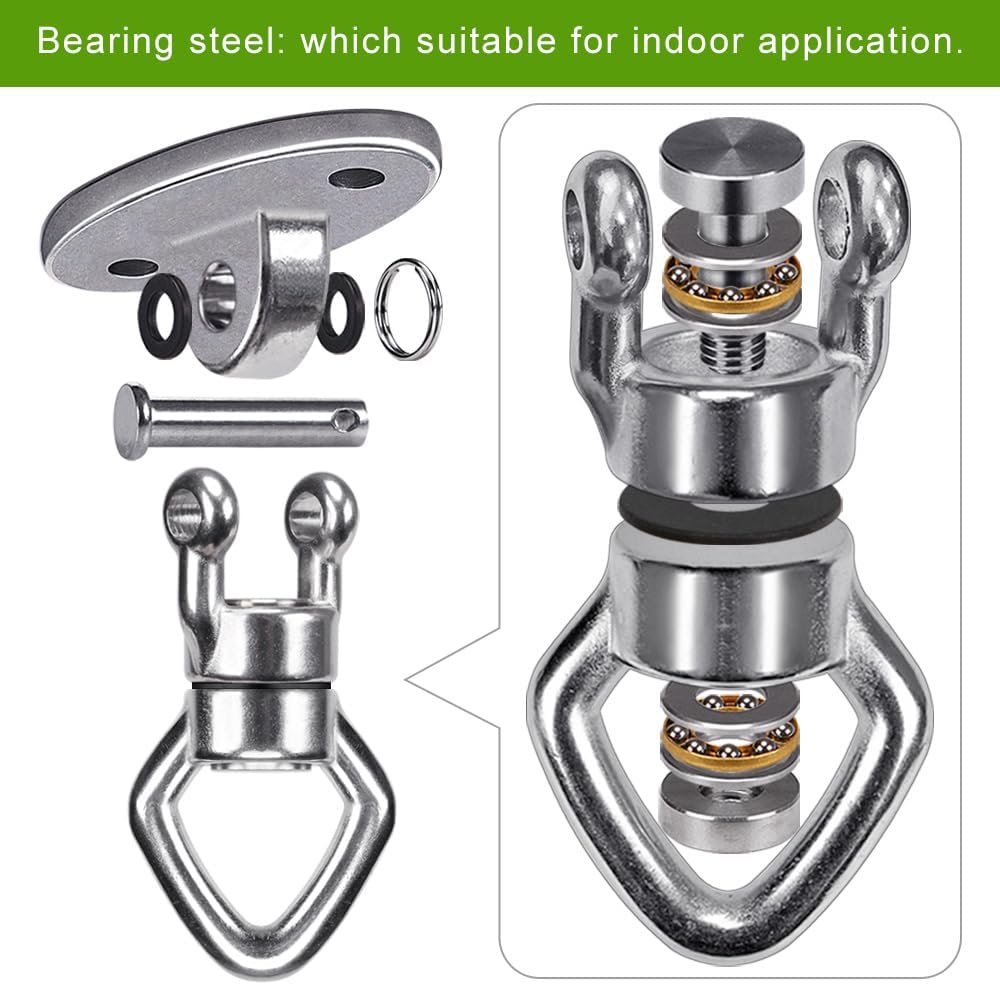 BeneLabel Swing Hanger with Bearing Swivel 800LB Capacity Stainless Steel Ceiling Mount Bracket Hanging Kit for Aerial Silks, Swings, Hammocks, Hanging Chair, Aerial Hoop, Heavy Bag, Yoga Swing