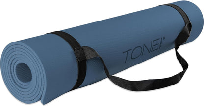 TONE Fitness Yoga Mat 1/4" Thick Non Slip Exercise & Pilates Mat for Home Workouts with Carrying Strap | Multiple Options