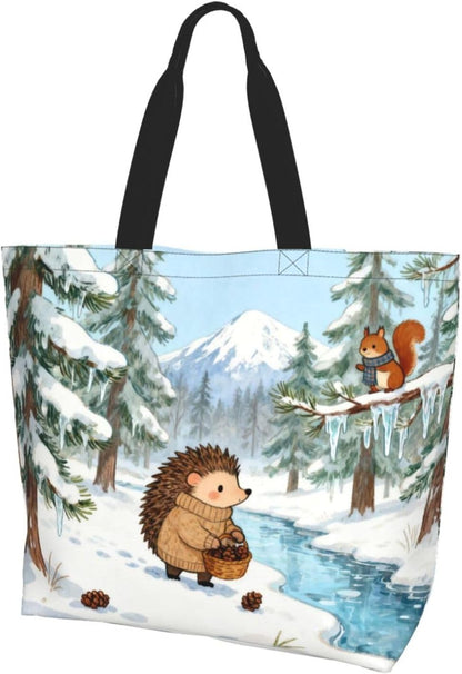 Tote Shoulder Bag Large Durable Reusable Eco-friendly Handbag Lightweight Stylish for Daily Use-19.7x15.7x5.9 Inch - Colors A