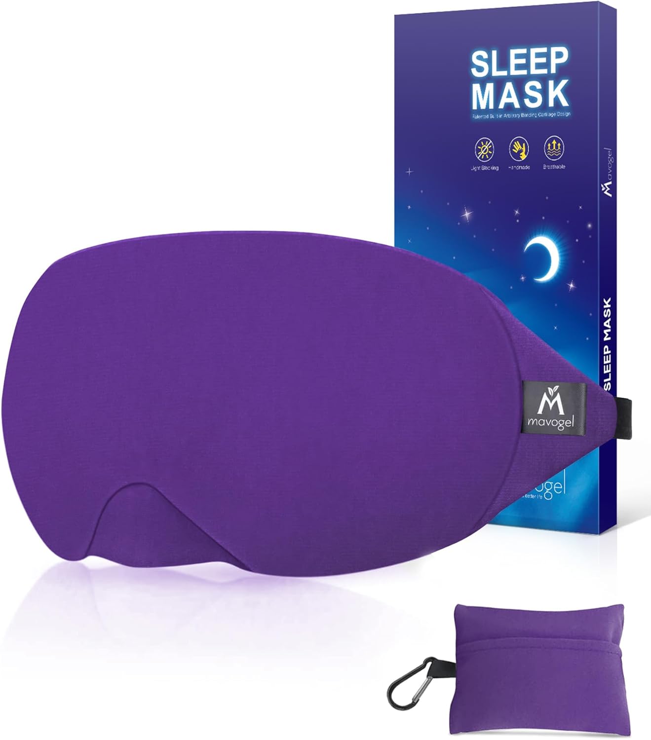 Mavogel Cotton Sleep Eye Mask - Updated Design Light Blocking with Adjustable Nose Bridge, Soft and Comfortable Night Eye Mask for Men Women, Eye Blinder for Shift Work, Includes Travel Pouch, Black